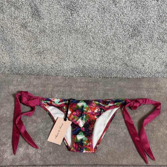 Boho Y2K Bikini Swim Bottom 4 Adjustable Tie Side Beach Luxury Abstract Festival - Picture 1 of 9